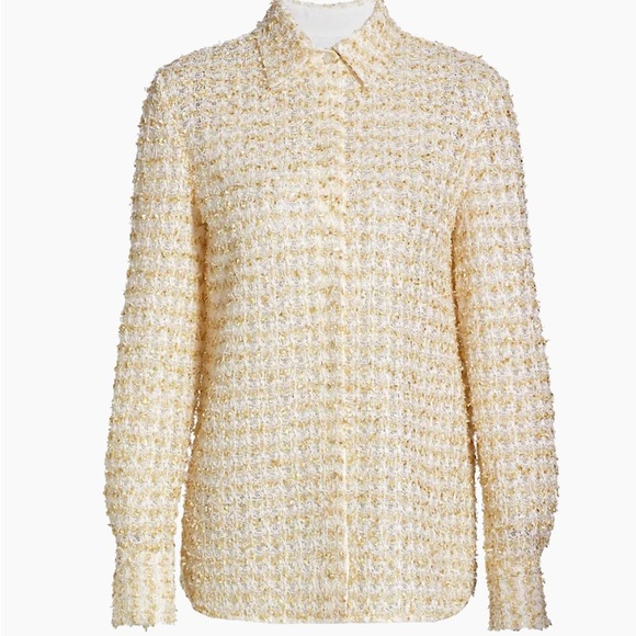 St.John Bouclé Knit Shirt size 12 - Picture 1 of 13